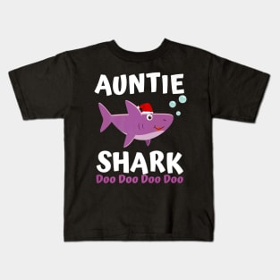 Auntie Shark Premium Christmas Mommy Shark Daddy Shark Kids T-Shirt